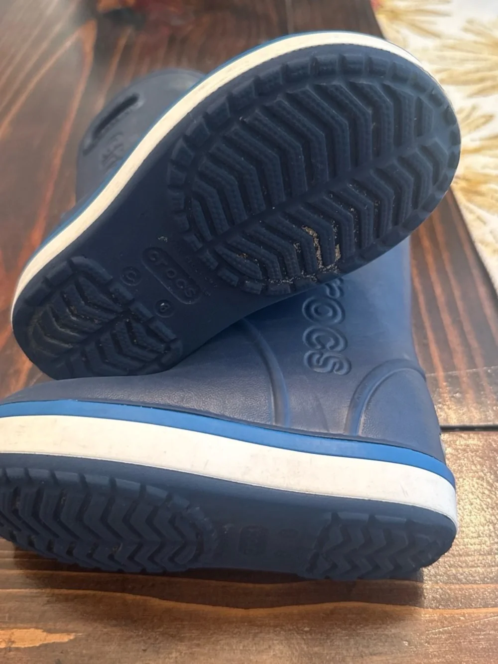 CROCS Kids' Navy and White Waterproof Rain Boots